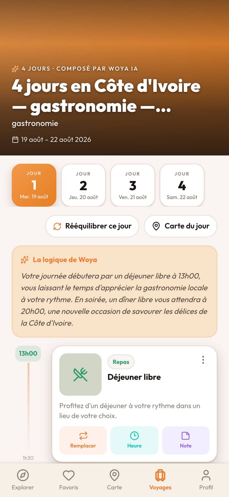 Woya compose jour par jour